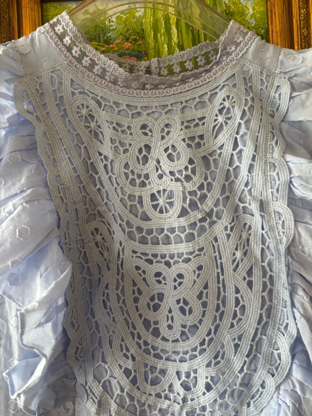 NWT Aqua Light Blue Lace Ruffle Romper - Picture 4 of 5